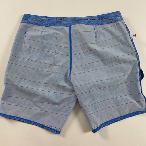 Rhone Board Shorts Mens Size 38 Swim Trunks Blue Striped - Picture 6 of 14